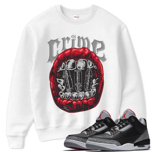 TeeVivo Sweatshirt Match Air Jordan 3 Retro OG Black Cement Crime – Air Jordan 3 Sweatshirt, AJ3 Sweatshirt