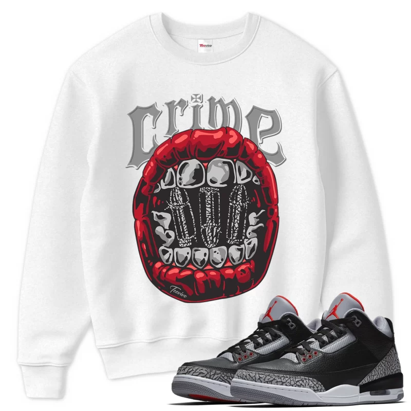 TeeVivo Sweatshirt Match Air Jordan 3 Retro OG Black Cement Crime – Air Jordan 3 Sweatshirt, AJ3 Sweatshirt