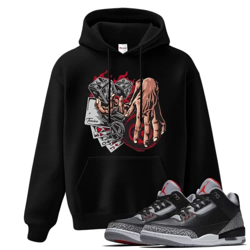 TeeVivo Hoodie Match Air Jordan 3 Retro OG Black Cement Gambling – Air Jordan 3 Hoodie, AJ3 Hoodie