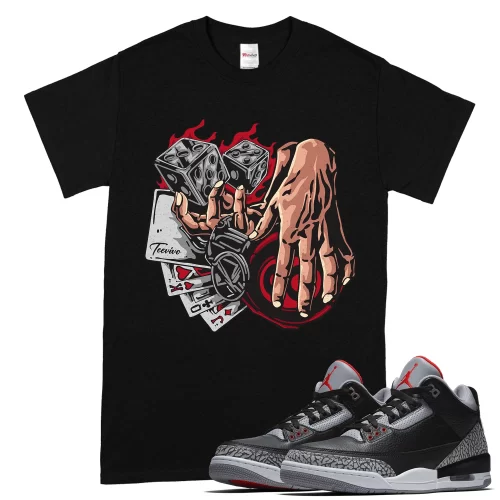 TeeVivo T-Shirt Match Air Jordan 3 Retro OG Black Cement Gambling – Air Jordan 3 Shirt, AJ3 Shirt