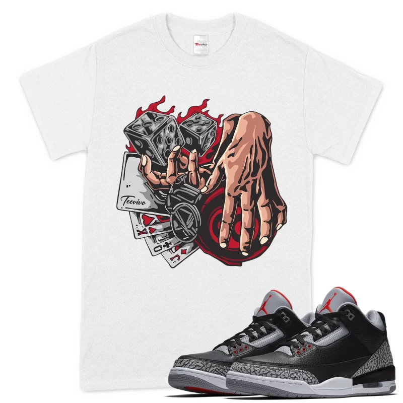TeeVivo T-Shirt Match Air Jordan 3 Retro OG Black Cement Gambling – Air Jordan 3 Shirt, AJ3 Shirt