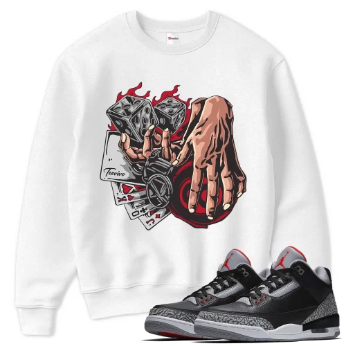 TeeVivo Sweatshirt Match Air Jordan 3 Retro OG Black Cement Gambling – Air Jordan 3 Sweatshirt, AJ3 Sweatshirt