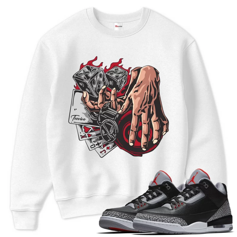 TeeVivo Sweatshirt Match Air Jordan 3 Retro OG Black Cement Gambling – Air Jordan 3 Sweatshirt, AJ3 Sweatshirt