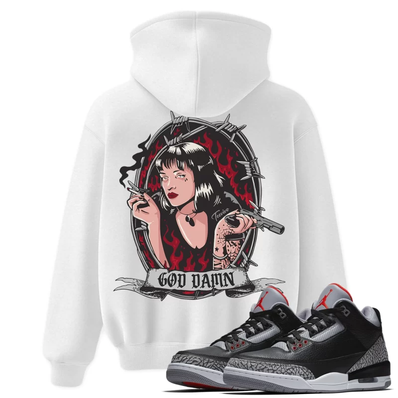 TeeVivo Hoodie Match Air Jordan 3 Retro OG Black Cement God Daaamn – Air Jordan 3 Hoodie, AJ3 Hoodie