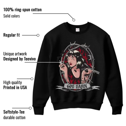 TeeVivo Sweatshirt Match Air Jordan 3 Retro OG Black Cement God Daaamn – Air Jordan 3 Sweatshirt, AJ3 Sweatshirt