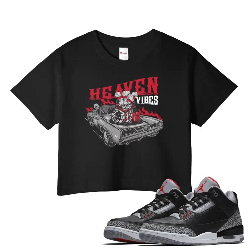 TeeVivo Crop Top Match Air Jordan 3 Retro OG Black Cement Heaven vibes – Air Jordan 3 Crop Top, AJ3 Crop Top