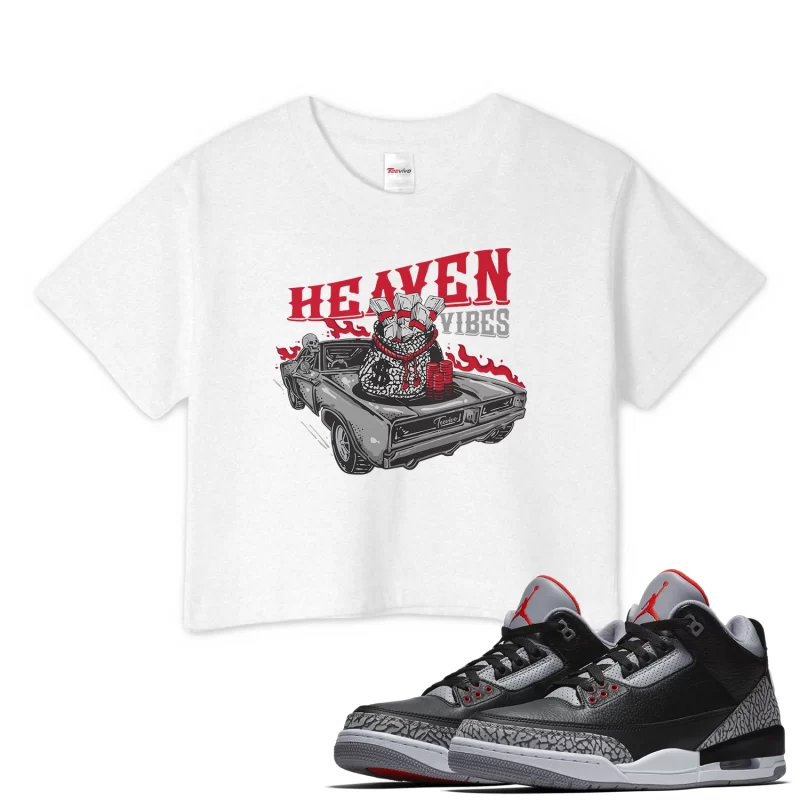 TeeVivo Crop Top Match Air Jordan 3 Retro OG Black Cement Heaven vibes – Air Jordan 3 Crop Top, AJ3 Crop Top