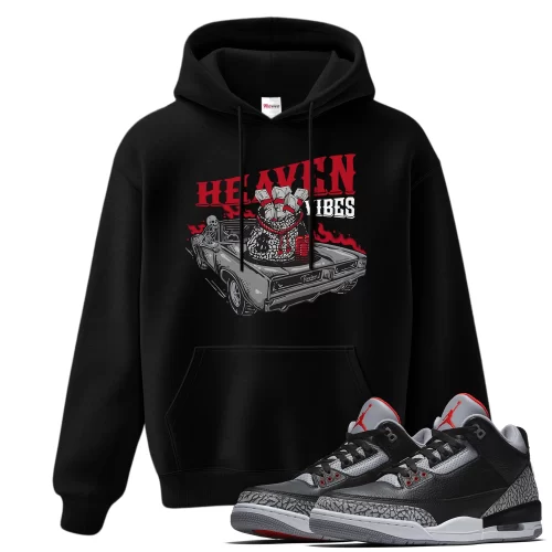TeeVivo Hoodie Match Air Jordan 3 Retro OG Black Cement Heaven vibes – Air Jordan 3 Hoodie, AJ3 Hoodie