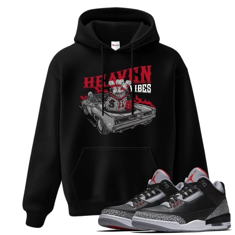 TeeVivo Hoodie Match Air Jordan 3 Retro OG Black Cement Heaven vibes – Air Jordan 3 Hoodie, AJ3 Hoodie