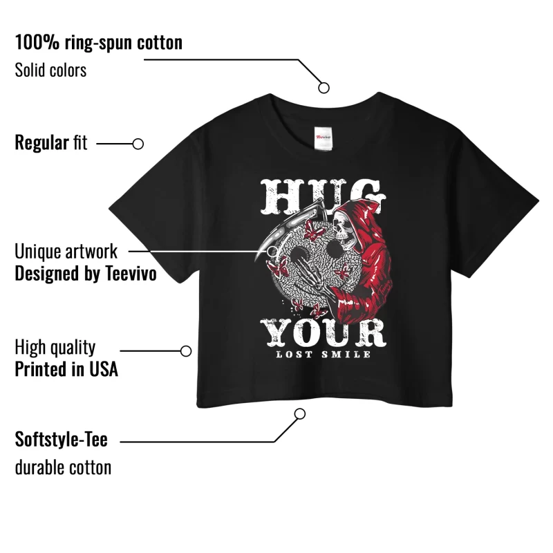 TeeVivo Crop Top Match Air Jordan 3 Retro OG Black Cement Hug your lost smile – Air Jordan 3 Crop Top, AJ3 Crop Top