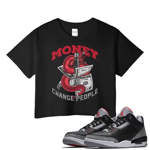 TeeVivo Crop Top Match Air Jordan 3 Retro OG Black Cement Money change people – Air Jordan 3 Crop Top, AJ3 Crop Top