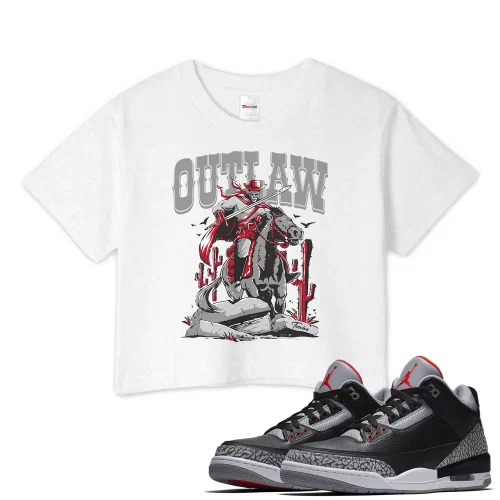 TeeVivo Crop Top Match Air Jordan 3 Retro OG Black Cement Outlaw – Air Jordan 3 Crop Top, AJ3 Crop Top