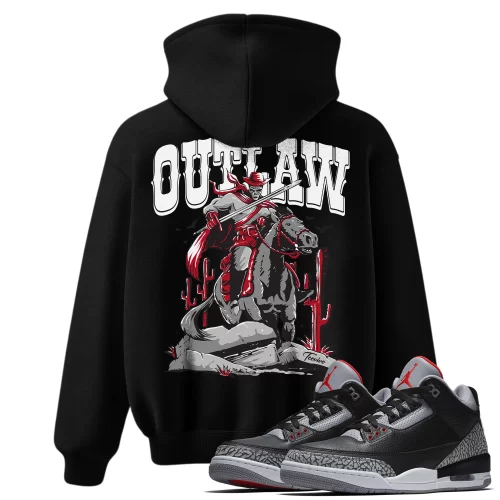 TeeVivo Hoodie Match Air Jordan 3 Retro OG Black Cement Outlaw – Air Jordan 3 Hoodie, AJ3 Hoodie