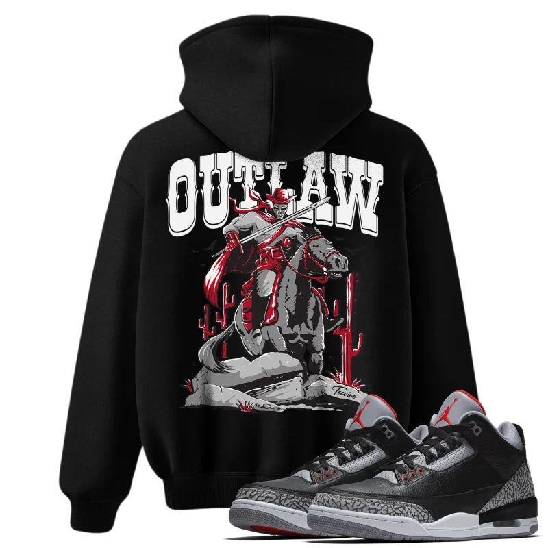 TeeVivo Hoodie Match Air Jordan 3 Retro OG Black Cement Outlaw – Air Jordan 3 Hoodie, AJ3 Hoodie