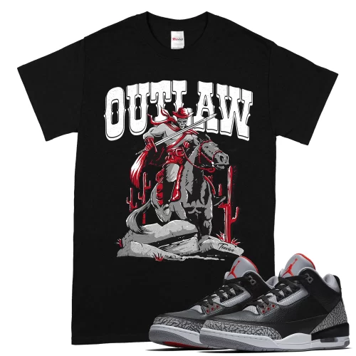 TeeVivo T-Shirt Match Air Jordan 3 Retro OG Black Cement Outlaw – Air Jordan 3 Shirt, AJ3 Shirt
