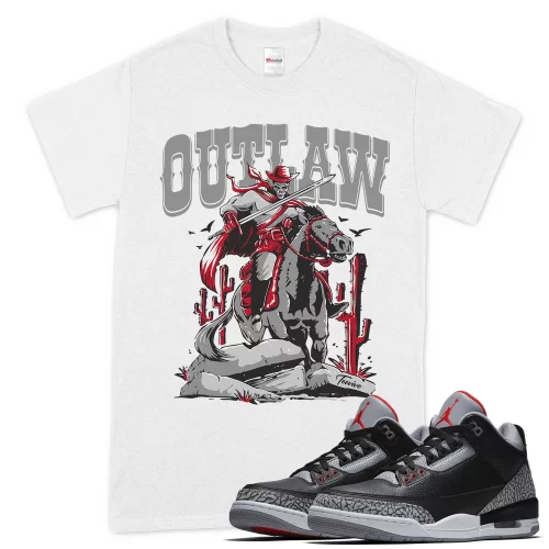 TeeVivo T-Shirt Match Air Jordan 3 Retro OG Black Cement Outlaw – Air Jordan 3 Shirt, AJ3 Shirt