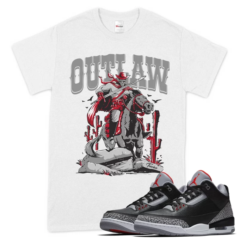 TeeVivo T-Shirt Match Air Jordan 3 Retro OG Black Cement Outlaw – Air Jordan 3 Shirt, AJ3 Shirt