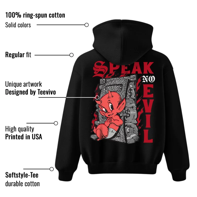 TeeVivo Hoodie Match Air Jordan 3 Retro OG Black Cement Speak no evil – Air Jordan 3 Hoodie, AJ3 Hoodie