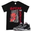 TeeVivo T-Shirt Match Air Jordan 3 Retro OG Black Cement Speak no evil – Air Jordan 3 Shirt, AJ3 Shirt