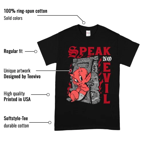 TeeVivo T-Shirt Match Air Jordan 3 Retro OG Black Cement Speak no evil – Air Jordan 3 Shirt, AJ3 Shirt