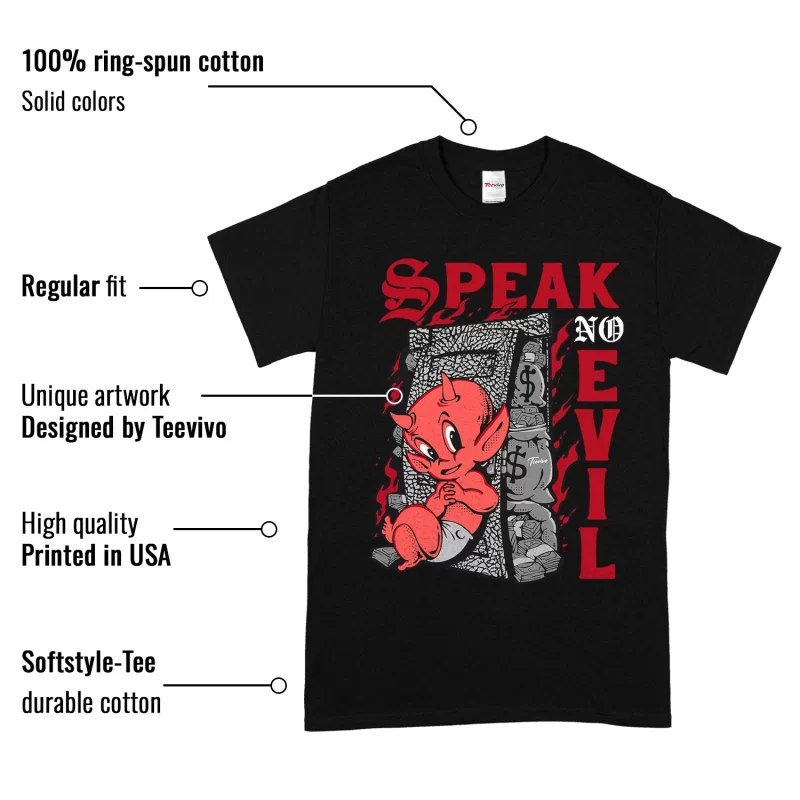 TeeVivo T-Shirt Match Air Jordan 3 Retro OG Black Cement Speak no evil – Air Jordan 3 Shirt, AJ3 Shirt
