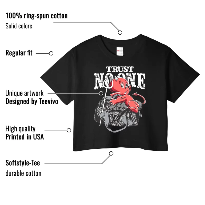 TeeVivo Crop Top Match Air Jordan 3 Retro OG Black Cement Trust no one – Air Jordan 3 Crop Top, AJ3 Crop Top