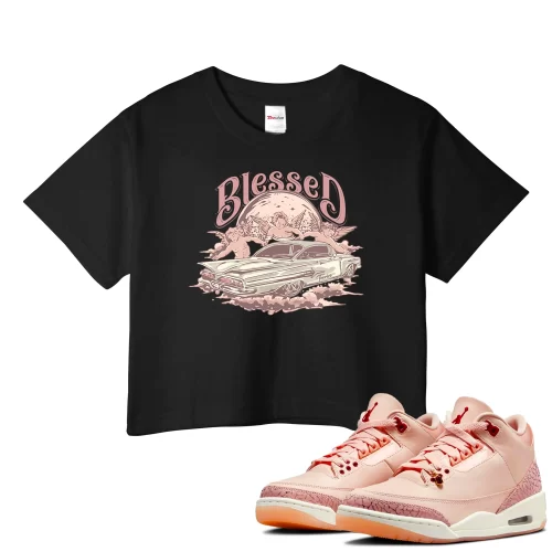 TeeVivo Crop Top Match Air Jordan 3 Retro Valentines Day Treat Yourself Blessed – Air Jordan 3 Crop Top, AJ3 Crop Top