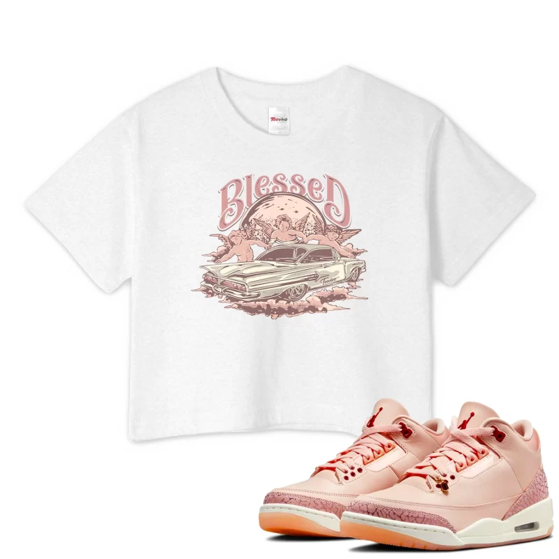 TeeVivo Crop Top Match Air Jordan 3 Retro Valentines Day Treat Yourself Blessed – Air Jordan 3 Crop Top, AJ3 Crop Top