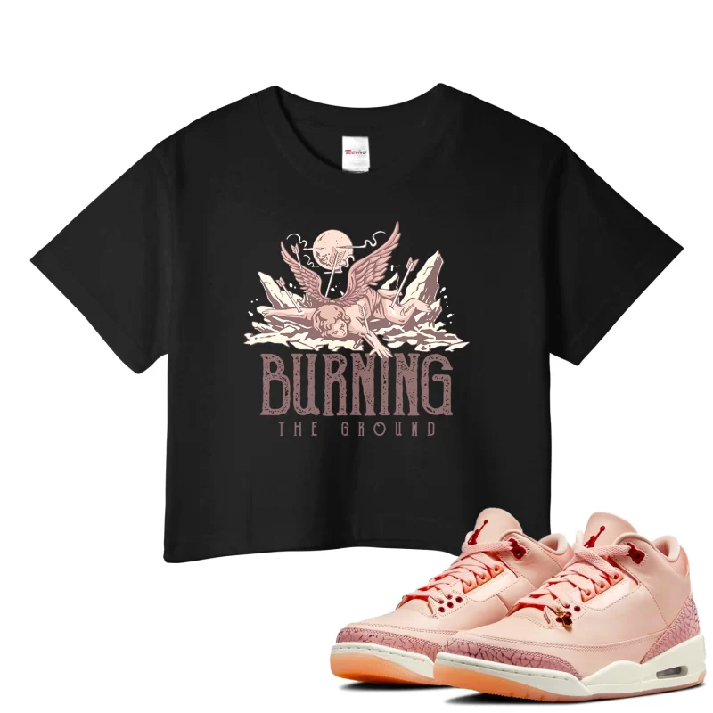 TeeVivo Crop Top Match Air Jordan 3 Retro Valentines Day Treat Yourself Burning the ground – Air Jordan 3 Crop Top, AJ3 Crop Top