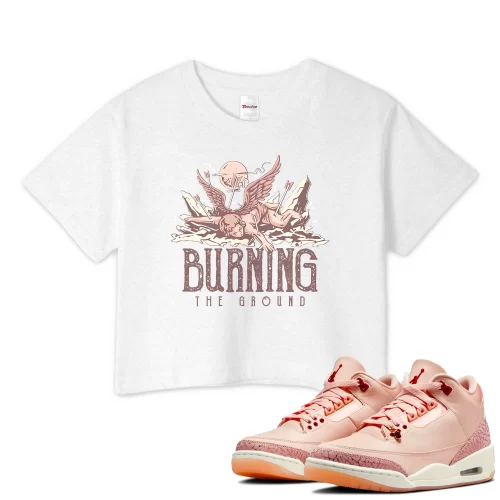TeeVivo Crop Top Match Air Jordan 3 Retro Valentines Day Treat Yourself Burning the ground – Air Jordan 3 Crop Top, AJ3 Crop Top