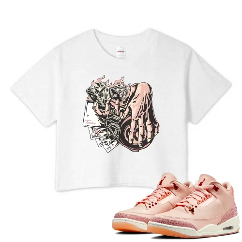 TeeVivo Crop Top Match Air Jordan 3 Retro Valentines Day Treat Yourself Gambling – Air Jordan 3 Crop Top, AJ3 Crop Top