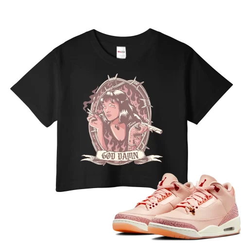 TeeVivo Crop Top Match Air Jordan 3 Retro Valentines Day Treat Yourself God Daaamn – Air Jordan 3 Crop Top, AJ3 Crop Top