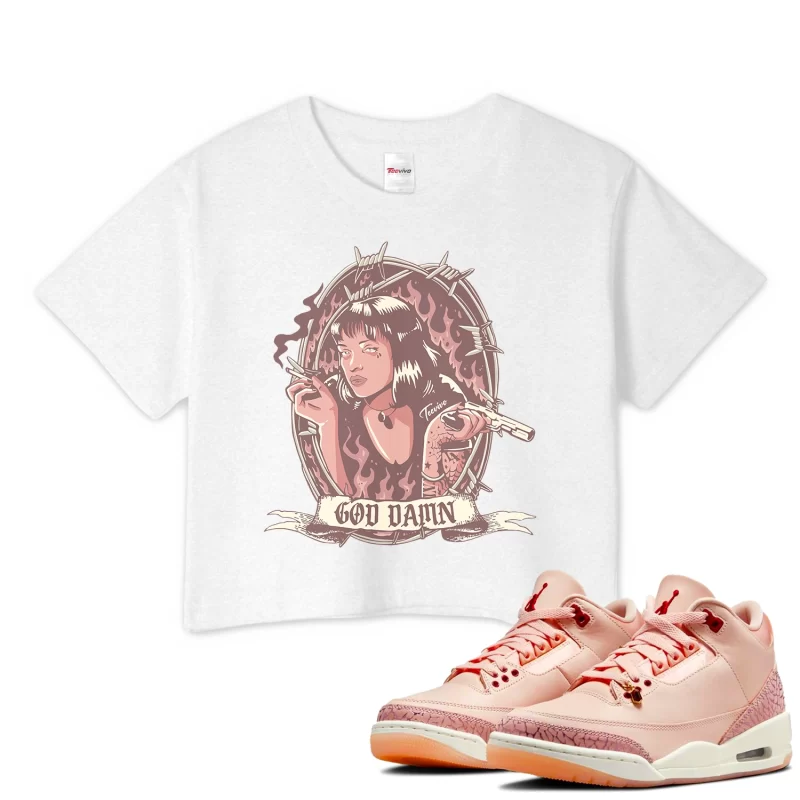 TeeVivo Crop Top Match Air Jordan 3 Retro Valentines Day Treat Yourself God Daaamn – Air Jordan 3 Crop Top, AJ3 Crop Top
