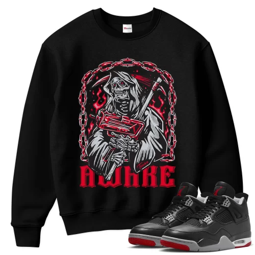 TeeVivo Sweatshirt Match Air Jordan 4 Retro Bred Reimagined Awake – Air Jordan 4 Sweatshirt, AJ4 Sweatshirt