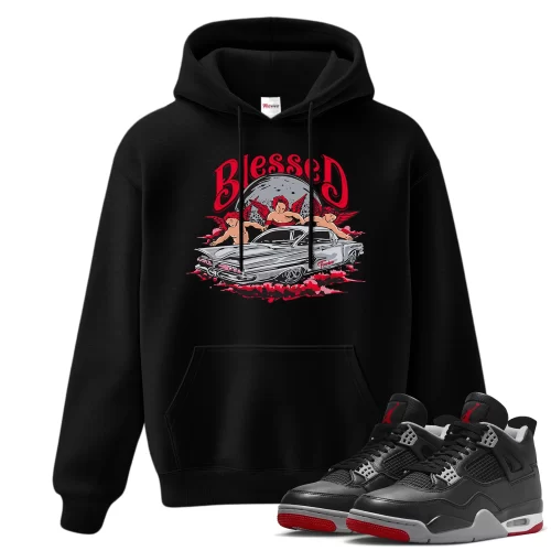 TeeVivo Hoodie Match Air Jordan 4 Retro Bred Reimagined Blessed – Air Jordan 4 Hoodie, AJ4 Hoodie