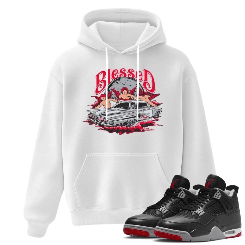 TeeVivo Hoodie Match Air Jordan 4 Retro Bred Reimagined Blessed – Air Jordan 4 Hoodie, AJ4 Hoodie