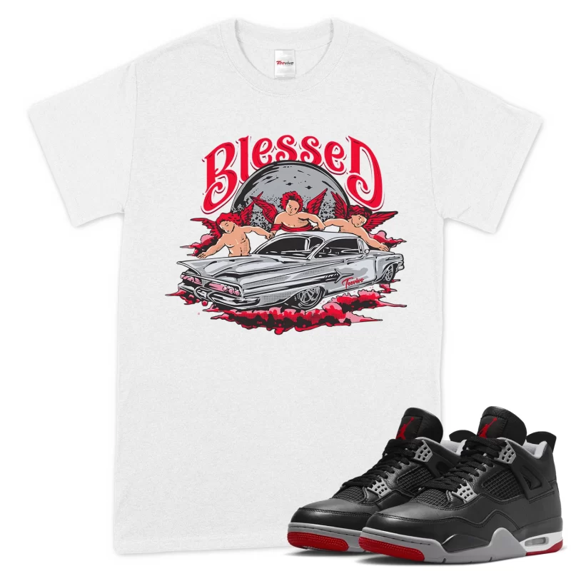 TeeVivo T-Shirt Match Air Jordan 4 Retro Bred Reimagined Blessed – Air Jordan 4 Shirt, AJ4 Shirt
