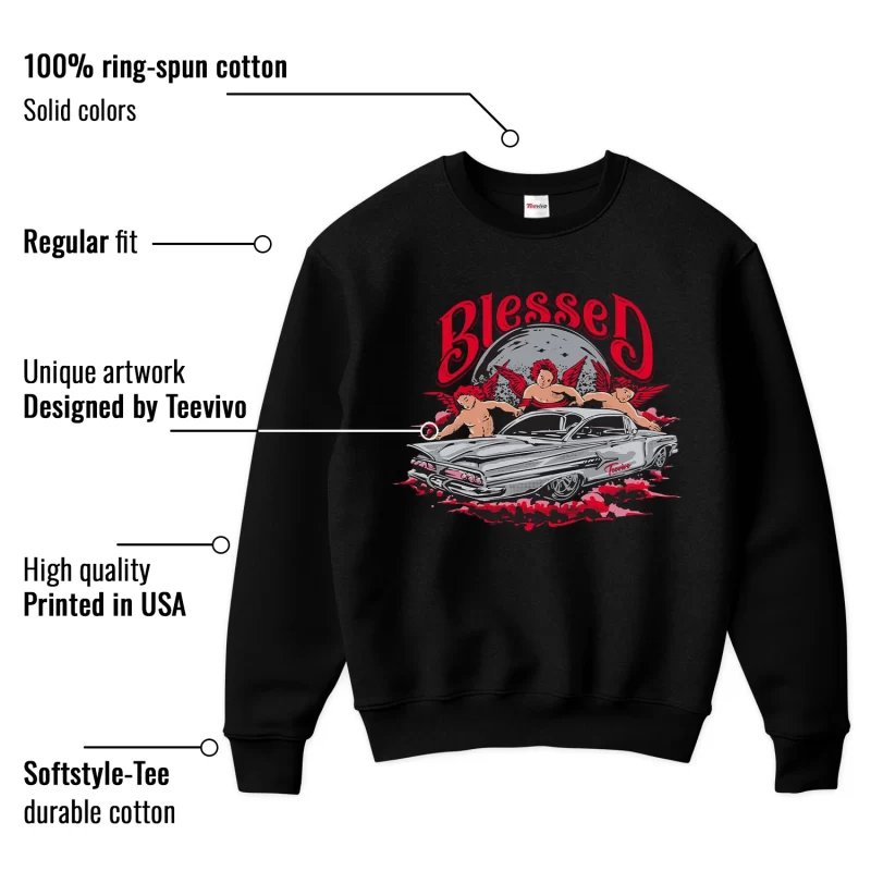 TeeVivo Sweatshirt Match Air Jordan 4 Retro Bred Reimagined Blessed – Air Jordan 4 Sweatshirt, AJ4 Sweatshirt