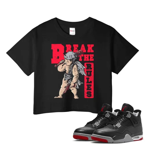 TeeVivo Crop Top Match Air Jordan 4 Retro Bred Reimagined Break the rules – Air Jordan 4 Crop Top, AJ4 Crop Top