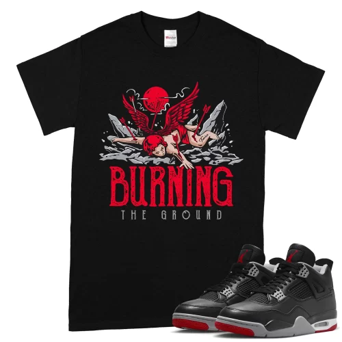 TeeVivo T-Shirt Match Air Jordan 4 Retro Bred Reimagined Burning the ground – Air Jordan 4 Shirt, AJ4 Shirt