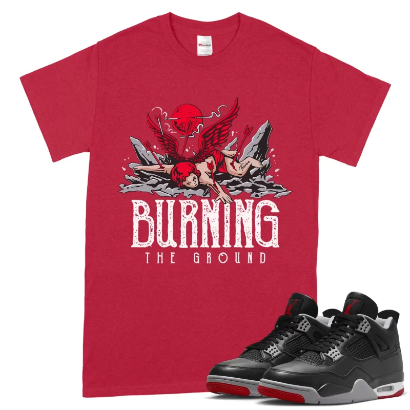 TeeVivo T-Shirt Match Air Jordan 4 Retro Bred Reimagined Burning the ground – Air Jordan 4 Shirt, AJ4 Shirt
