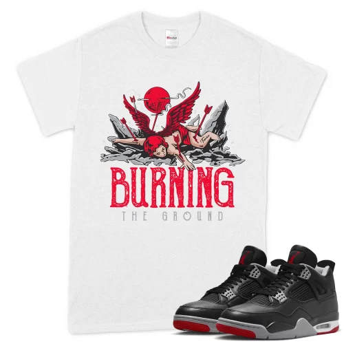 TeeVivo T-Shirt Match Air Jordan 4 Retro Bred Reimagined Burning the ground – Air Jordan 4 Shirt, AJ4 Shirt