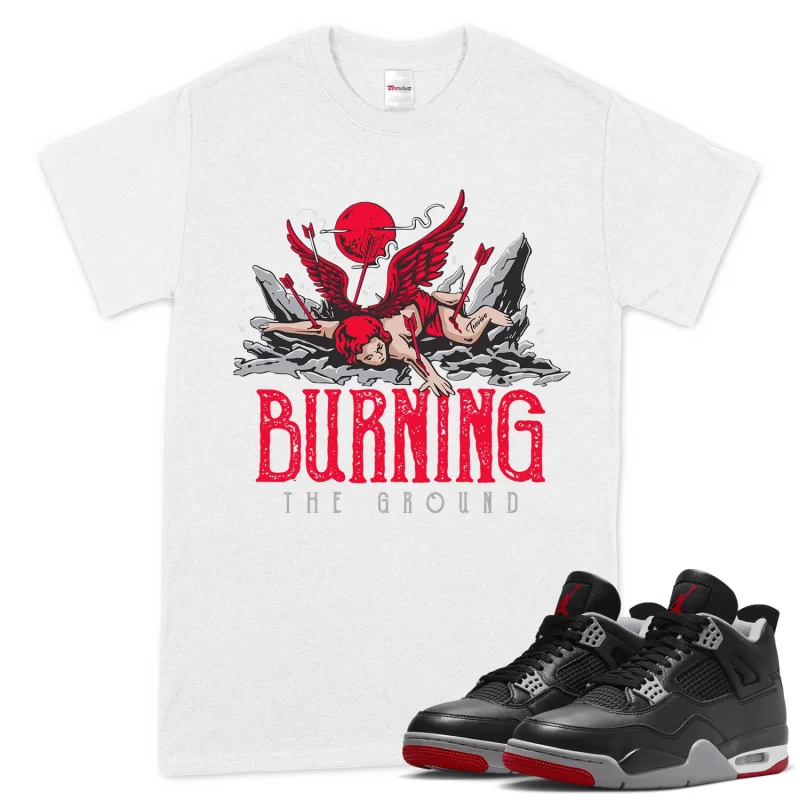 TeeVivo T-Shirt Match Air Jordan 4 Retro Bred Reimagined Burning the ground – Air Jordan 4 Shirt, AJ4 Shirt