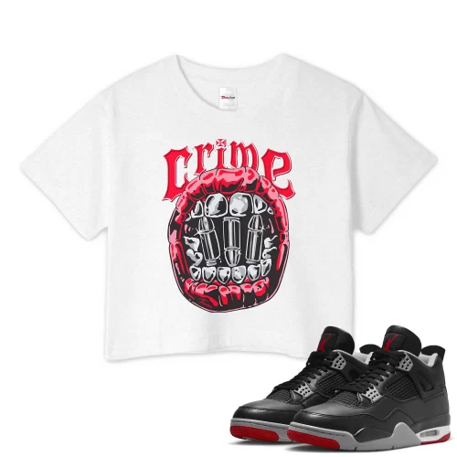 TeeVivo Crop Top Match Air Jordan 4 Retro Bred Reimagined Crime – Air Jordan 4 Crop Top, AJ4 Crop Top