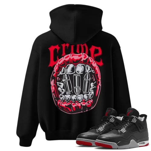 TeeVivo Hoodie Match Air Jordan 4 Retro Bred Reimagined Crime – Air Jordan 4 Hoodie, AJ4 Hoodie