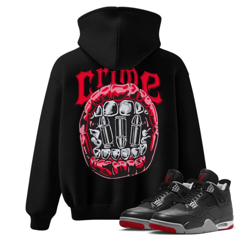 TeeVivo Hoodie Match Air Jordan 4 Retro Bred Reimagined Crime – Air Jordan 4 Hoodie, AJ4 Hoodie