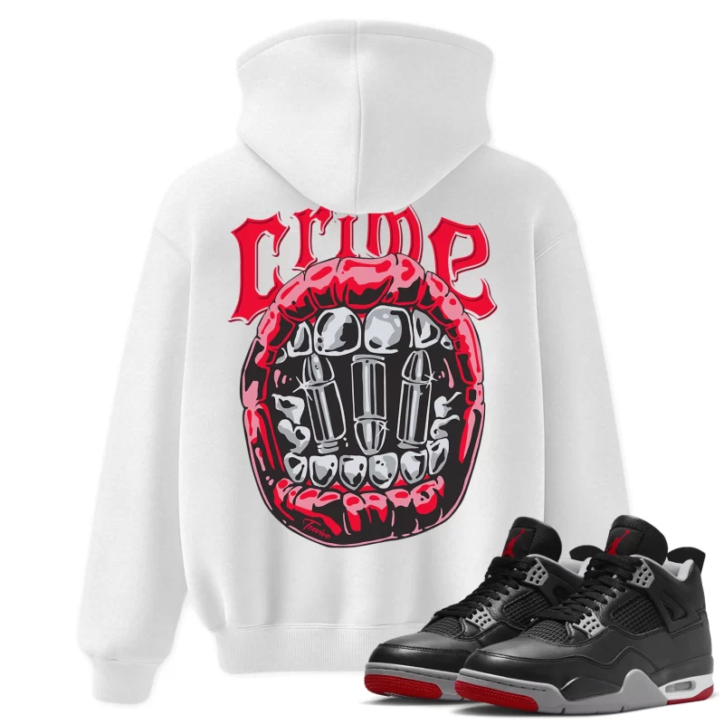 TeeVivo Hoodie Match Air Jordan 4 Retro Bred Reimagined Crime – Air Jordan 4 Hoodie, AJ4 Hoodie