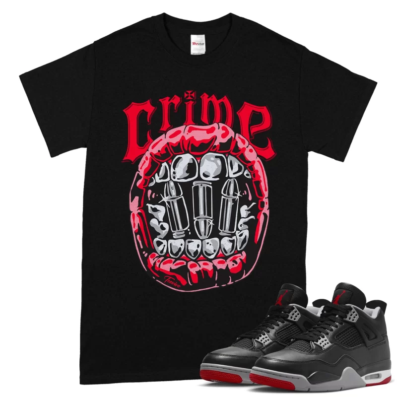 TeeVivo T-Shirt Match Air Jordan 4 Retro Bred Reimagined Crime – Air Jordan 4 Shirt, AJ4 Shirt