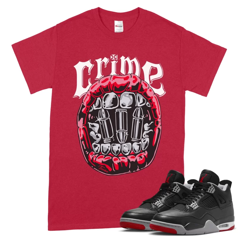 TeeVivo T-Shirt Match Air Jordan 4 Retro Bred Reimagined Crime – Air Jordan 4 Shirt, AJ4 Shirt