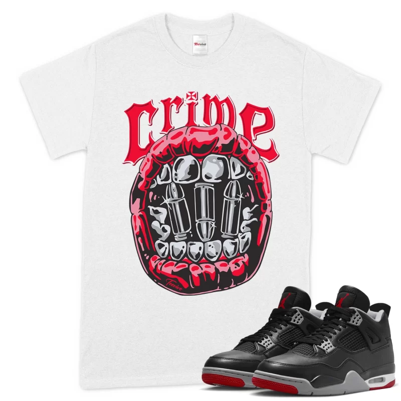 TeeVivo T-Shirt Match Air Jordan 4 Retro Bred Reimagined Crime – Air Jordan 4 Shirt, AJ4 Shirt